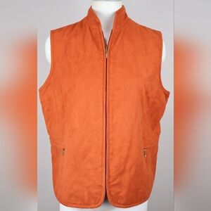 Allison Daley Suede Vibrant Orange Vest